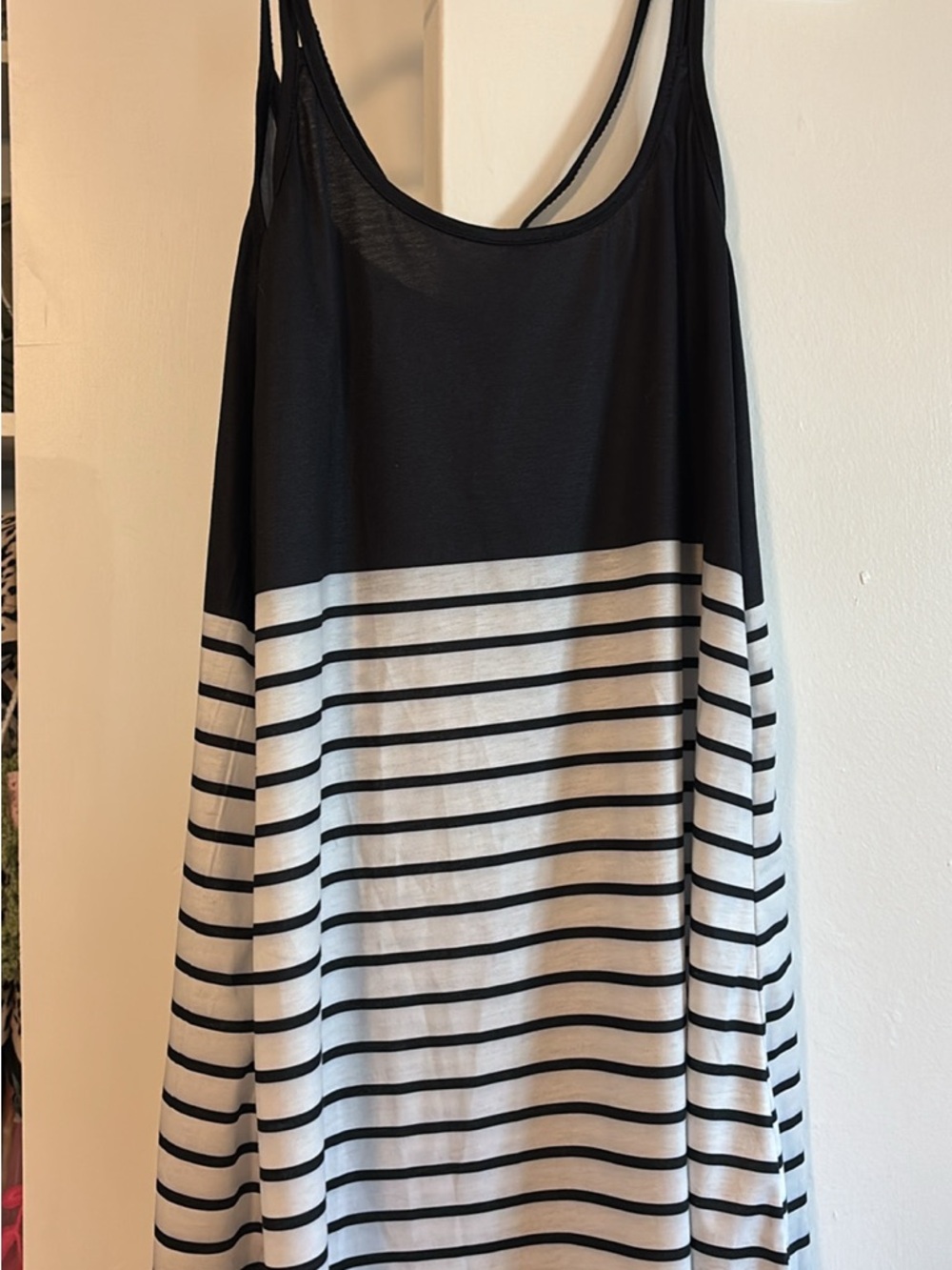 SHEIN Black and White Striped Midi Tank Dress